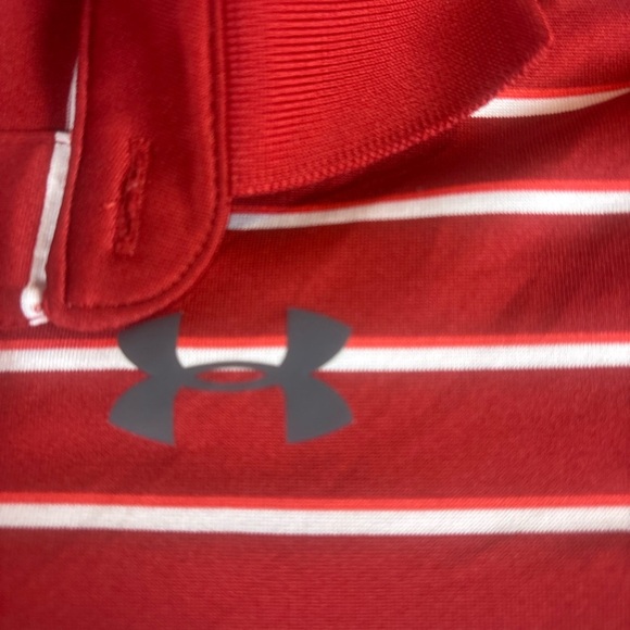Under Armour Men's Striped Polo Shirts - Teal and Red - Picture 7 of 8